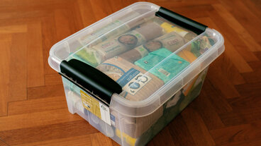 Fødevarer til prepping pakket ned i tæt beholder