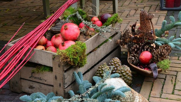 Julepynt lavet af ting fra haven