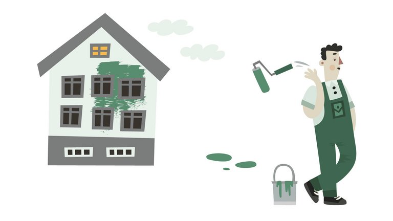 Håndværkeren er ikke helt færdig med sin opgave. 