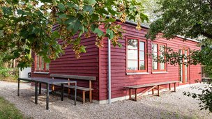 Lille træhus som seniorbolig