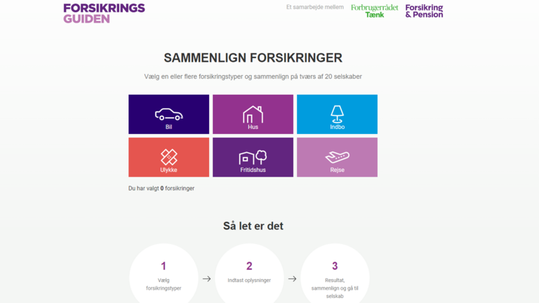 Sammenligning af forsikringer på forsikringsguiden