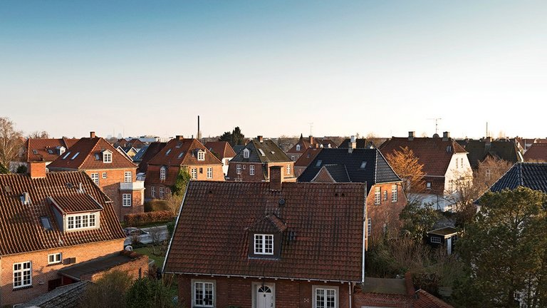 Udsigt over villaområde