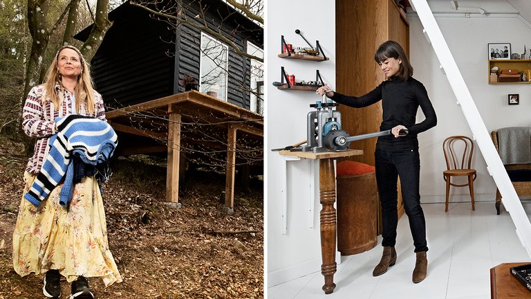 Emilie Ekwall ved valsen i sit guldsmedeværksted i boligen