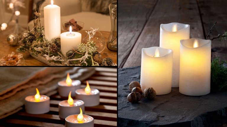 LED-lys som bloklys og fyrfadslys ligner almindelige levende lys, men giver ingen forurening af indeklimaet