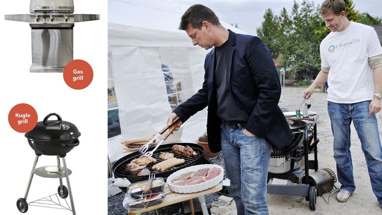 Du kan grille på kul, gas, el og træpiller