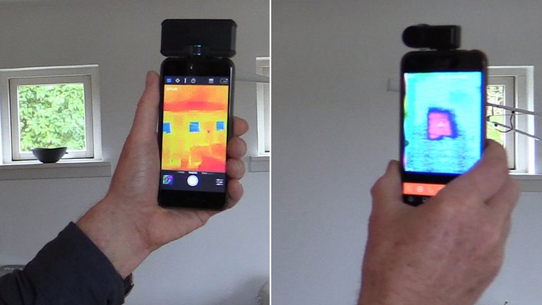 Termografering af vinduer med Flir One Pro til smartphone og Seek Thermal Compact XR til smartphone.