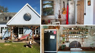 Det meste af konstruktioner, inventar og indretning er lavet af genbrug