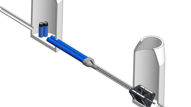 Kloakseparering med bor under jorden