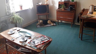 Grønt væg til væg-tæppe