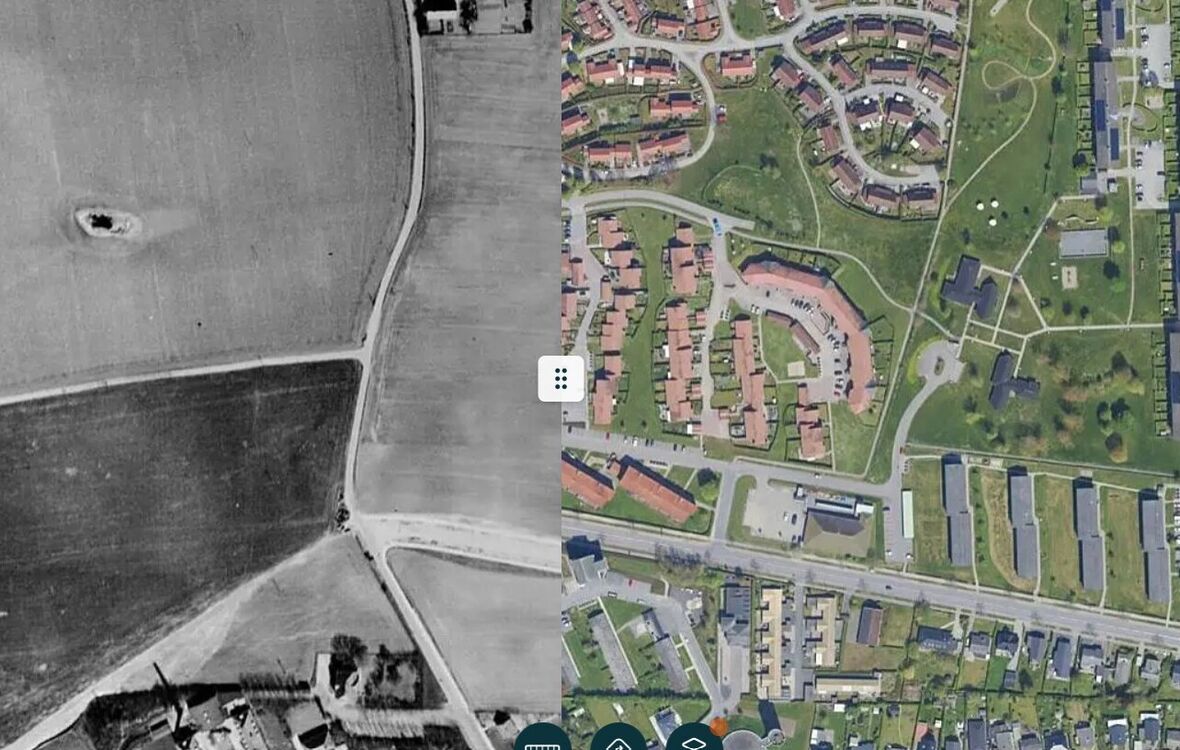 Luftfoto af Sønderborg fra 1954 og nu med slider